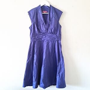 Betsey Johnson Purple Cotton Blend Fit & Flare V-neck Cap Sleeve  Dress - Size12